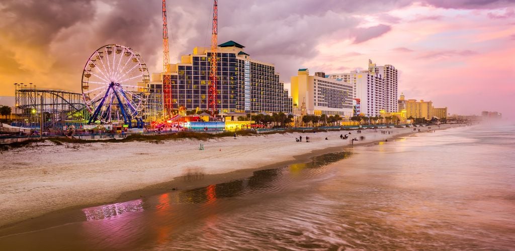 Daytona beach Florida beachfront skyline.